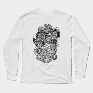 Abstract Mandala design (black on white) Long Sleeve T-Shirt